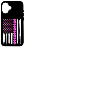 C&oelig;ur Rose Saint Valentin Drapeau am&eacute;ricain Am&eacute;ricain Am&eacute;ricain Amoureux Patriotique Coque pour iPhone 16