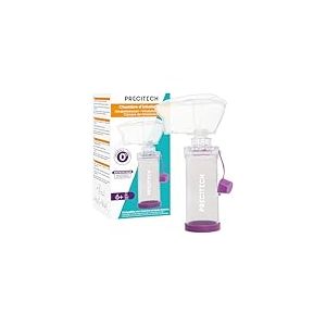 PRECITECH - Chambre d'Inhalation (Adultes et enfants de +6ans) Masque Silicone - Antistatique & Double Valve - 2 Rechanges - Compatible avec tous les aérosols doseurs