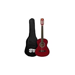 Guitare classique MA-CG08 de taille 1/2 et de couleur rouge de la marque Mad About avec étui de transport, sangle, médiator et cordes de rechange