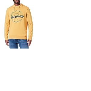 JACK & JONES Jjstanli Sweat Hood Sweatshirt à Capuche, Honey Gold/Imprimé : Grand, S Homme