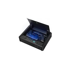 VEVOR Coffre-Fort pour 2 Pistolets et 2 Chargeurs, Coffre pour Armes Verrouillable, 3 Fa&ccedil;ons d&rsquo;Acc&egrave;s Empreinte Digitale, Mot de Passe et Cl&eacute;, pour Argent Bijoux Objet de Valeur, Table de Chevet Bureau
