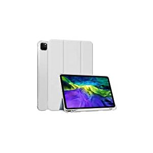 HUEZOE Coque compatible avec iPad Pro 11", mod&egrave;le 2021/2020/2018, coque arri&egrave;re transparente en TPU souple, support pliable, &eacute;tui de protection avec porte-stylo, mise en veille/r&eacute;veil de voiture, gris