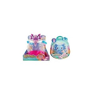 Animagic - Lot 1 Aquarium Axolotl Violet + 1 Axolotl Bleu - Animal de Compagnie Électronique & Lumineux - pour Enfants dès 4 Ans - Corps Extensible - Aquarium pour Transport des Axolotl