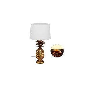 Relaxdays 10029511 Lampe de Table Ananas, Moderne avec Abat-Jour, Douille E27, décoration, avec câble, HxD 54 x 30 x 16 cm, dorée, polyrésine, Tissu, Plastique, Or, 1 élément