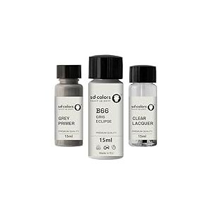 SD COLORS Peinture de retouche GRIS ECLIPSE B66-15 ML - Pinceau de réparation pour rayures - Code couleur B66 GRIS ECLIPSE (peinture + apprêt + vernis)