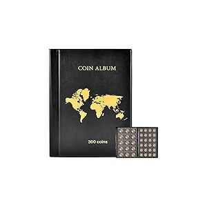 Album de collection de pièces de monnaie pour collectionneurs, 300 poches, pochettes de rangement pour pièces de monnaie, pièces de monnaie, pièces de monnaie, quartiers – Noir