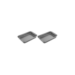 Chef Aid Plaque &agrave; Four Profonde Antiadh&eacute;sive en Acier Carbone 31 x 21 x 5 cm &ndash; R&eacute;sistante et Facile &agrave; Nettoyer &ndash; Pour Cuire Viandes, L&eacute;gumes et Gratins &ndash; Gris (Lot de 2)