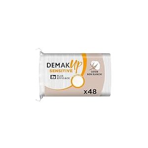 Demak'Up Sensitive Ovales Cotons &agrave; D&eacute;maquiller - Visage et Yeux - 100% Fibres de Coton Naturelles - 48 Cotons (Lot de 10)