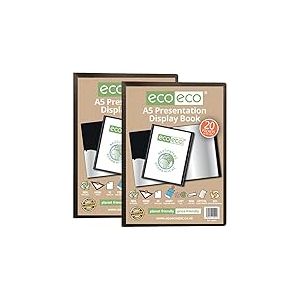 eco-eco Eco001x2 Lot de 2 porte-vues A5 50% recyclé avec 20 pochettes en plastique Noir