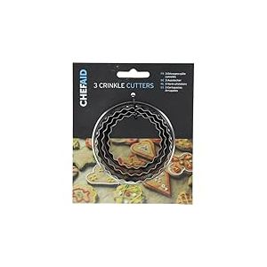 Chef Aid Lot de 3 emportepi&egrave;ces : d&eacute;coupoirs &agrave; biscuits, scones, tartes, miniquiches et p&acirc;te, pour p&acirc;tisserie maison, d&eacute;coration de g&acirc;teaux, fondant, cercles cannel&eacute;s en acier inoxydable
