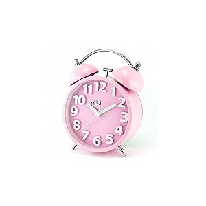 MPM Réveil analogique rétro sans tic-tac | Réveil Fort pour Les dormeurs Profonds | Réveil rétro avec Cadran 3D | Réveil Parfait pour Les malentendants | Belle décoration Vintage | 15,5 cm – Rose