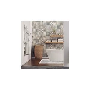 Stickers adh&eacute;sifs carrelages scandinaves | Sticker Autocollant Carreaux de ciment - Mosa&iuml;que carrelage mural salle de bain et cuisine | Carreaux de ciment adh&eacute;sif mural - azulejos 20 x 20 cm - 9 pi&egrave;ces