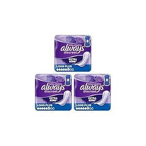 Always Discreet Serviettes Pour Fuites Urinaires Femmes Long Plus 8 Serviettes Protection Extra S&ucirc;re Et Discr&eacute;tion Optimale (Lot de 3)