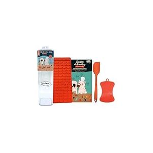 BUBIMEX - Kit à friandises Forme Poisson pour Chiens et Chats avec Tapis de Cuisson 30,5x9x9cm - DIY - Boîte avec Moule en Silicone sans BPA Anti adhérent, Spatule, Brosse et Livret de Recettes
