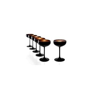 ST&Ouml;LZLE LAUSITZ service de 6 coupes &agrave; Champagne noir (mat) bronze Elements I Coupes &agrave; cocktail en verre de cristal de haute qualit&eacute; 230ml I Coupes passent au lave-vaisselle I r&eacute;siste &agrave; la casse