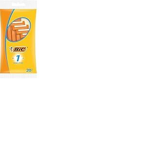 BIC1 Sensitive - Rasoir Jetable pour Homme avec 1 Lame en Acier Inoxydable, Rasage Confortable et Précis - Pochette de 20 (Lot de 6)