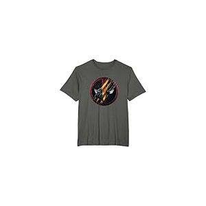 Marvel Deadpool & Wolverine Claw Marks Face Logo Retro T-Shirt