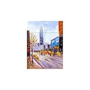 New York Cityscape Painting XL Giant Panel Poster (8 Sections) Paysage urbain La peinture Affiche