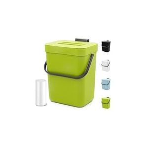 MONGTINGLU Kichen Poubelle &agrave; compost pour comptoir de cuisine, petite poubelle suspendue de 5 l avec couvercle, poubelle sous l'&eacute;vier, seau &agrave; compost d'int&eacute;rieur mural avec couvercle, 5 L (vert citron