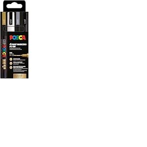 POSCA 186544 - POSCA Marker Set, 4 stylos acryliques PC-3M, marqueur permanent 0,9-1,3 mm pointe ogive