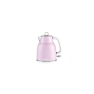 Salter Bouilloire Rétro Rose 1.7 L, Ébullition Rapide 3KW, Base à 360°, Filtre Anticalcaire Amovible, Sans Fil, Fenêtre de Niveau d'Eau, Capteur Anti-ébullition et Arrêt Automatique, Garantie 3 ans