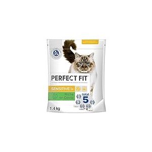 PERFECT FIT Adulte 1+ Croquettes pour chat adulte – Répond à des besoins spécifiques d'un chat stérilisé – Nourriture Riche en Dinde – 1,4 kg (Lot de 5)