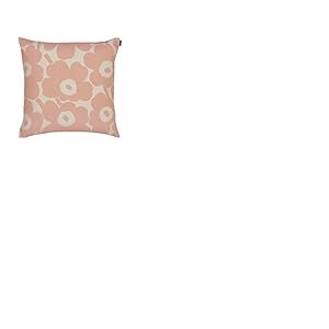 MARIMEKKO Pieni Unikko Housse de Coussin en Coton (Rose et Blanc) &ndash; Affinez Votre d&eacute;coration d'int&eacute;rieur avec Notre Housse de Coussin carr&eacute;e avec Fermeture &eacute;clair lat&eacute;rale &mdash; Housses de Coussin