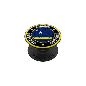 Ballon de Football Cura&ccedil;ao, Drapeau de Cura&ccedil;ao, Drapeau de Cura&ccedil;ao. PopSockets PopGrip Adh&eacute;sif