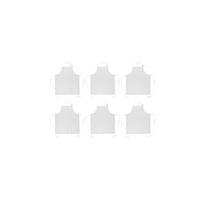 DII Lot de 6 tabliers de chef commercial, 100% coton, pour restaurant, bistro, café, serveuse, uniforme, durable, facile d'entretien, réglables pour le cou et la taille Blanc