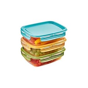 Snips, SnipsLock MIXCOLOR, Set de 3 Contenants pour Aliments, 3 x 1,4 LT, Rectangulaire, 23,5 x 18,5 x 11 cm, Fabriqué en Italie