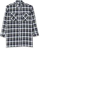 Craftland Chemise en Flanelle tiss&eacute;e Extra Longue 105 cm Longueur du Dos, Bleu Marine/Vert/Blanc, L