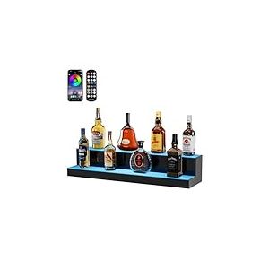 VEVOR Pr&eacute;sentoir &agrave; Bouteilles Lumineux &Eacute;clair&eacute; par LED, &Eacute;tag&egrave;re &agrave; Vins 2 Niveaux 76,1 cm, Pr&eacute;sentoir &agrave; Boisson Commercial, en Acrylique, avec T&eacute;l&eacute;commande RF et Contr&ocirc;le par Application, Bar Domicile