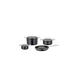 Spring MERIDIAN INTENSE PRO Lot de 4 casseroles en aluminium 100% recyclé, poignées en acier inoxydable, revêtement anti-adhésif triple couche, compatible avec plaques à induction, avec couvercles en