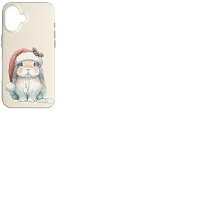 Coque pour iPhone 16 Lapin Lapin Lop Cordon de chargement à mâcher pour Noël Aquarelle
