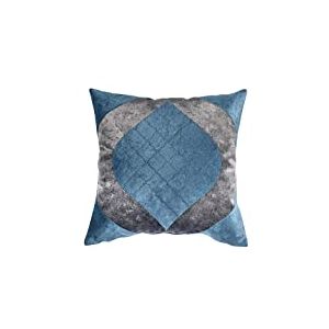 Stanley Hamilton Housse de Coussin décorative en Velours avec Broderie au Laser pour canapé (Standard) 45 x 45 cm Bleu Sarcelle/Gris (Largeur) x 45,7 cm (H).