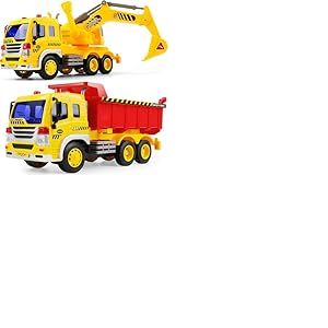 GizmoVine Camion Jouet Enfant,Pelleteuse Enfant,Pelleteuse Enfant Exterieur,camion benne realista de 1:16 accionado por fricción, avec Lumière et Son,Cadeau de Chantier avec Pièces Mobiles pour Garçon