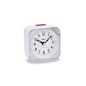 Atlanta Réveil à Quartz sans tic-tac - Réveil de Voyage - Lumière - Snooze Crescendo - 2119/0 - Blanc
