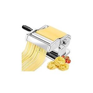 YASHE Machine à Pâtes Manuelle, 7 Épaisseurs Réglables, Machine à Pâtes en Acier Inoxydable avec Rouleau et Cutter, Machine à Pâtes Fraîches à Manivelle à la Main pour Spaghetti, Fettuccini, Lasagnes