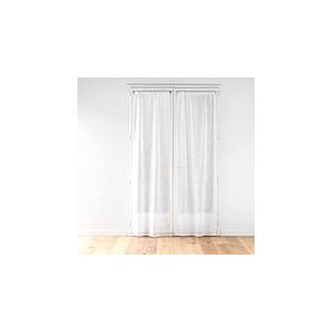 Douceur d'Intérieur, Paire Droite Passe-Tringle (2 x 70 x 200 cm) Karla Blanc, Voile Tissé Appliqué