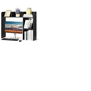 VEVOR Étagère à Poser sur Bureau à 2 Niveaux, Bibliothèque de Bureau 94,5x24,1x73,4 cm, Organisateur de Bureau en Bois, avec Pieds Antidérapants, Support de Rangement Stable pour Maison Dortoir, Noir
