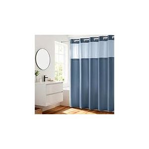 River Dream Blue Shower Curtain No Hooks Required Dotted Waffle Weave Shower Curtain with Snap in Liner - 71W x 74H,Hotel Grade,Spa Like Bath Curtain,Moonlight Blue