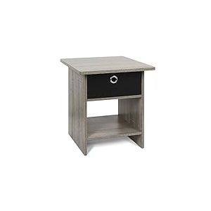 Furinno Bin Drawer Tables de Bout, Bois, Ch&ecirc;ne Fran&ccedil;ais Gris/Noir, Taille Unique, dense, French Oak Grey/Black, One Size, Paquet de 1