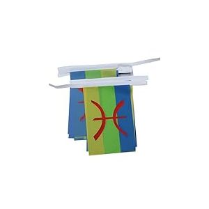 AZ FLAG - Guirlande Drapeau Kabylie - 6 Mètres Avec 20 Fanions Kabyle - Algérie Berbère De 21x14 cm - Petits Drapeaux 100% Polyester - 60g
