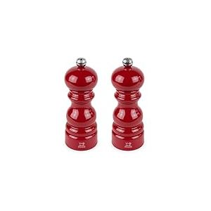PEUGEOT - Duo Paris - Moulin &agrave; Poivre + Moulin &agrave; Sel 15 cm - R&eacute;glage Classique - Bois Revaloris&eacute; Labellis&eacute; PEFC - Fabrication Fran&ccedil;aise - Coloris Rouge Passion