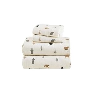 Comfort Spaces Parure de lit 4 pièces en Flanelle 100% Coton pour lit Double, Ultra Douce et Confortable, avec Poche élastique de 30,5 cm, pour Matelas jusqu'à 35,6 cm, Parure de lit en Flanelle