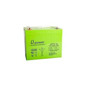 U-Power Batterie au Plomb Rechargeable AGM scellée 12 V 75 Ah Utilisation générale comme alarmes, UPS/SAI, sécurité, Jouets, etc. Borne à vis métrique M6
