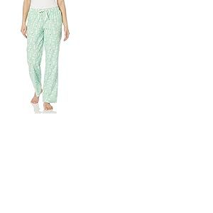 Amazon Essentials Pantalon De Pyjama en Flanelle Femme, Vert Menthe Animaux de la Forêt, XL