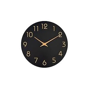 Mosewa Horloge Murale, 20cm Silencieuse sans tic-tac, Design Moderne en Bois, Parfaite pour la Décoration de la Chambre, du Salon, de la Cuisine, de la Salle de Bain et du Bureau, Noire