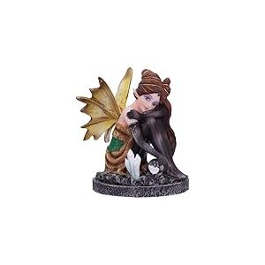 Nemesis Now Figurine de f&eacute;e en Cristal d'ambre 8,2 cm, Figurine de f&eacute;e d'automne avec Cristaux, f&eacute;e Assise Tenant Une Boule de Verre, Cadeau Fantaisie, coul&eacute;e dans la Meilleure r&eacute;sine, Peinte &agrave; la