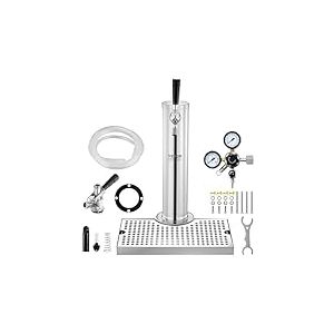 VEVOR Kit Colonne à Bière Robinet Simple, Distributeur de Bière Boisson en Acier Inoxydable, Tireuse à Bière avec Régulateur à Double Jauge W21,8 et Coupleur de Fût Système S, Plateau d'Égouttage, Bar